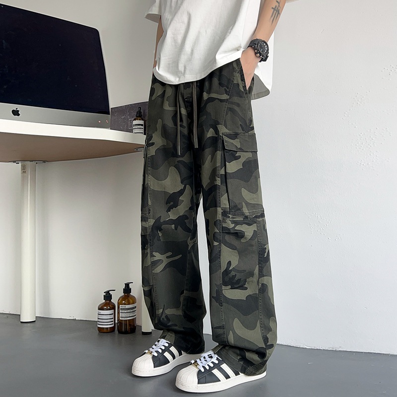 Teenager Camouflage Workwear Pants Men's Spring and Summer Fashion Brand High-end Sense Loose Straight Pants All-match Plappy Handsome Casual Pants