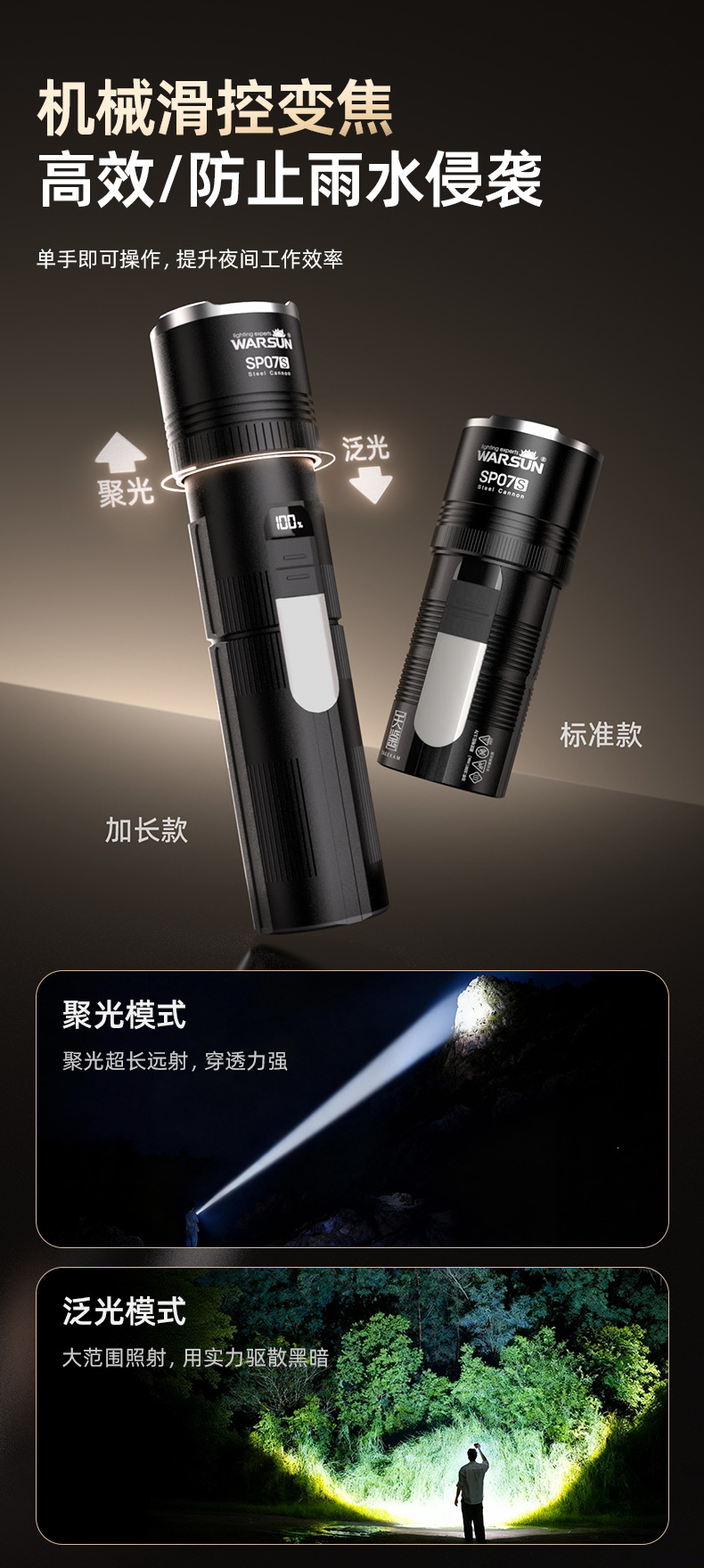 High-brightness rechargeable flashlight, ultra-bright outdoor small portable long-range mini household multi-functional patrol light