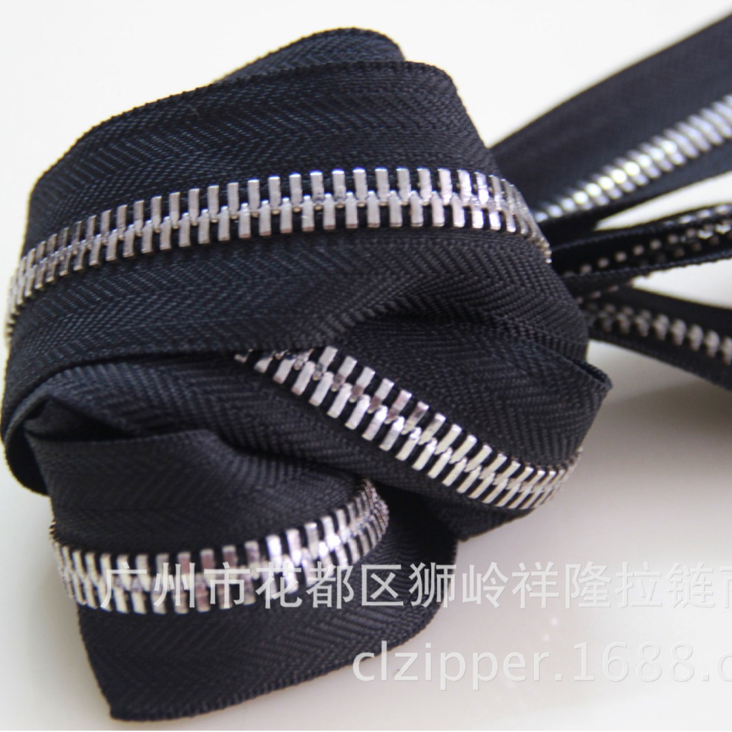 5#白铝双点双拉铝金属码装拉链 5号铝金属裤子拉链批发
