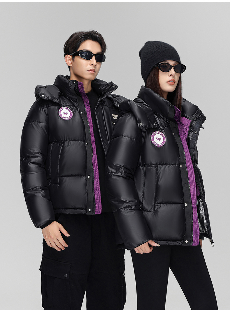 Women's Clothing loose hooded winter coats jacket men and women short winter couple thick contrast color cotton jacket_voghion.com