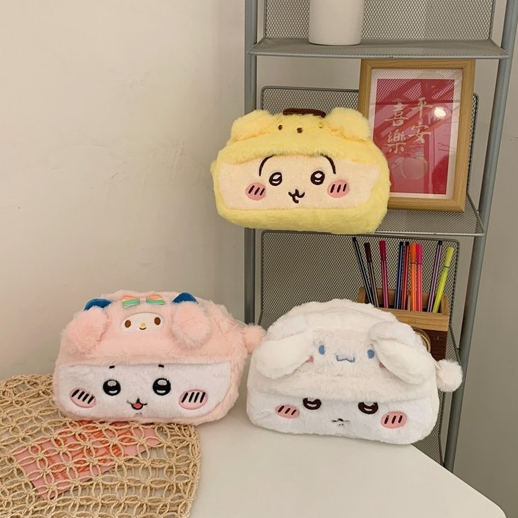 Bolsa de pelusa Usachi Gyi pequeña bolsa de mano de peluche de ocho bolsas lindas ins de gran capacidad agarrar muñeca bolsa de almacenamiento