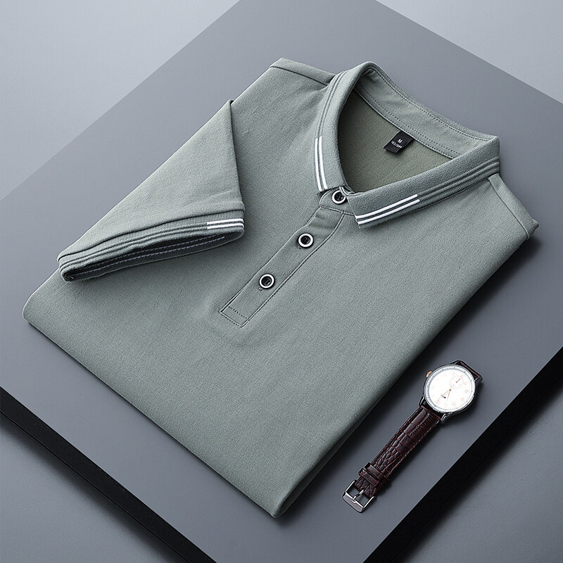Camiseta polo de color sólido de manga corta para hombre, estilo nuevo y delgado para verano, informal de negocios, holgada, con bordado moderno. image 10