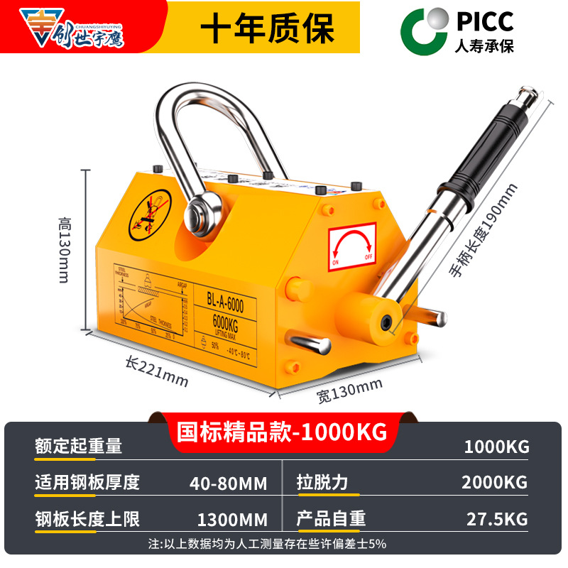 국가표준 부티크 모델[1톤] 마그네틱 크레인(PICC 수명 보험)