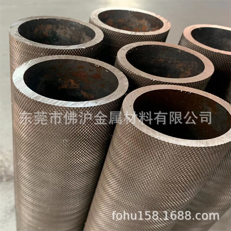 20#网纹滚花无缝铁管/45#压花铁棒/304/303直纹拉花抛光棒 27*5mm