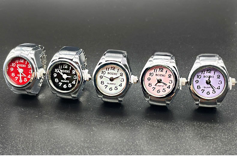 Pointer Display Type Round Dial Shape Casual Solid Color Quartz Watch Rings