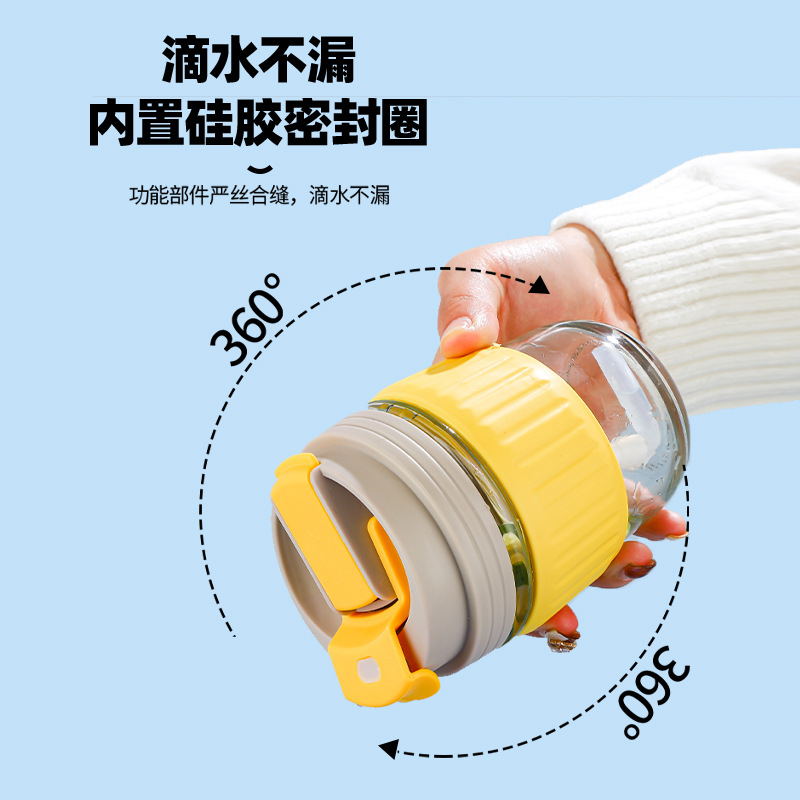 New Product Glass Dual-Sip Cup, Coffee & Water Cup for Men and Women Students, Convenient Mug, Simple Straw Cup