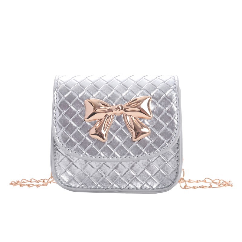 Exquisita y compacta bolsa de hombro para niños y niñas adorable arco bolso de cadena para bebés de diamond estilo extranjero bolso de cambio para niños