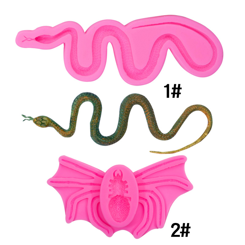 Cruz-frontera DIY Halloween serpiente araña reptil fondant pastel chocolate molde de silicona