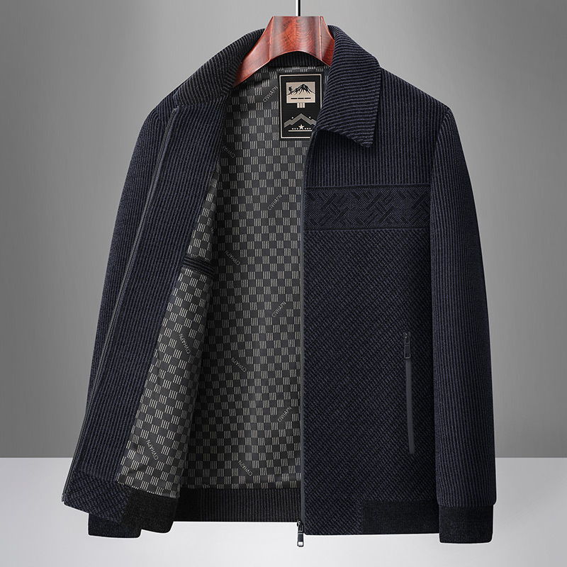 Autumn Chenille Jacket for Dad, Middle-Aged and Elderly Men's Spring Jacket, Grandpa Top, 60 Years Old
