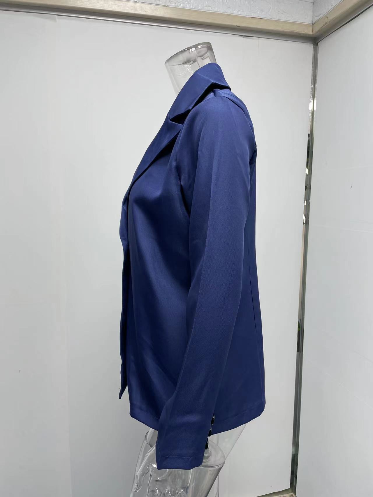 Women's Clothing Long sleeved Solid Color Button Suit Women's Jacket Cardigan_senzul.com