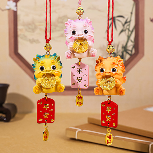 Cute Pixiu Pendant Temple Jufu Car Interior Decoration Supplies Car Rearview Mirror Car Pendant Gift Wholesale