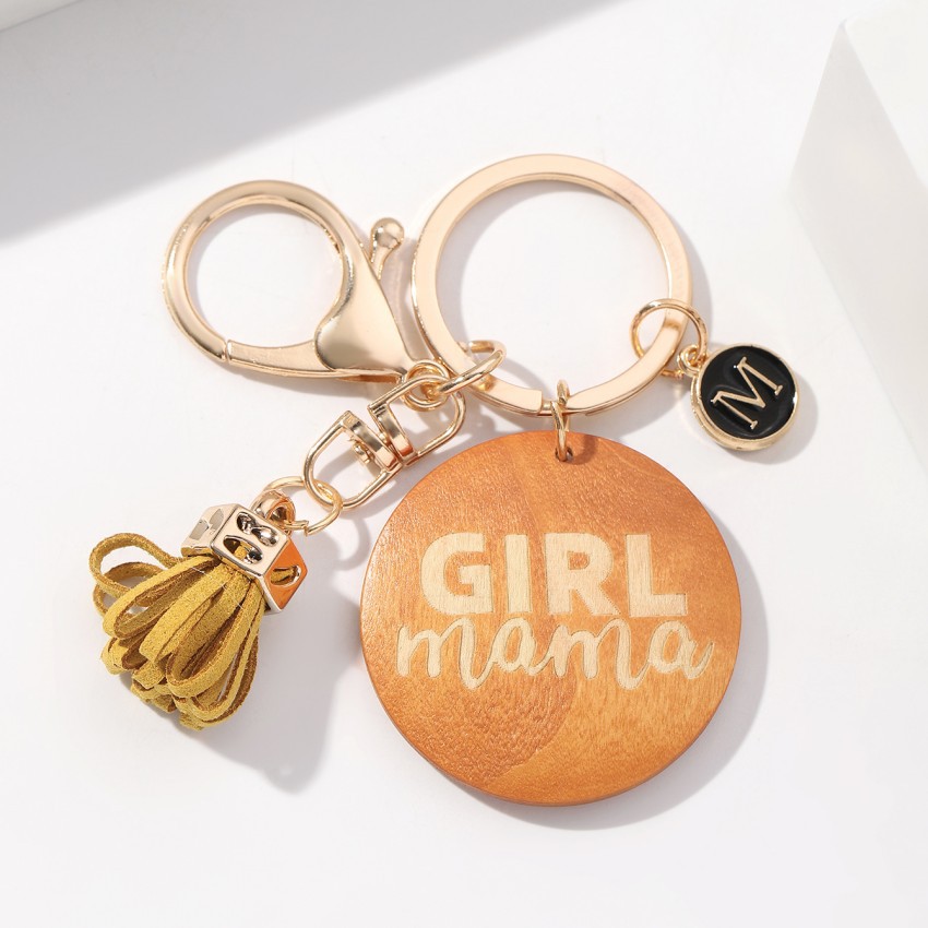khaki keychain handmade with tassels