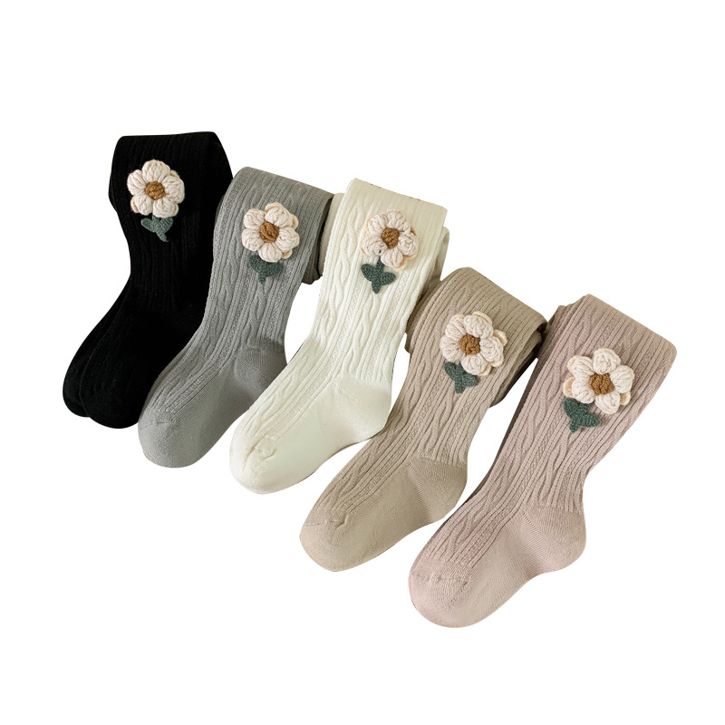 Nuevo otoño e invierno Bebé cepillado Flor de dibujos animados lindo pantimedias lindo calcetines calientes bebé leggings ajustables