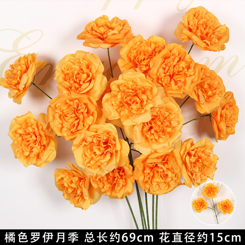 Flores de imitación naranja peonía naranja hortenida neblina orquídea flor flor de boda seda naranja