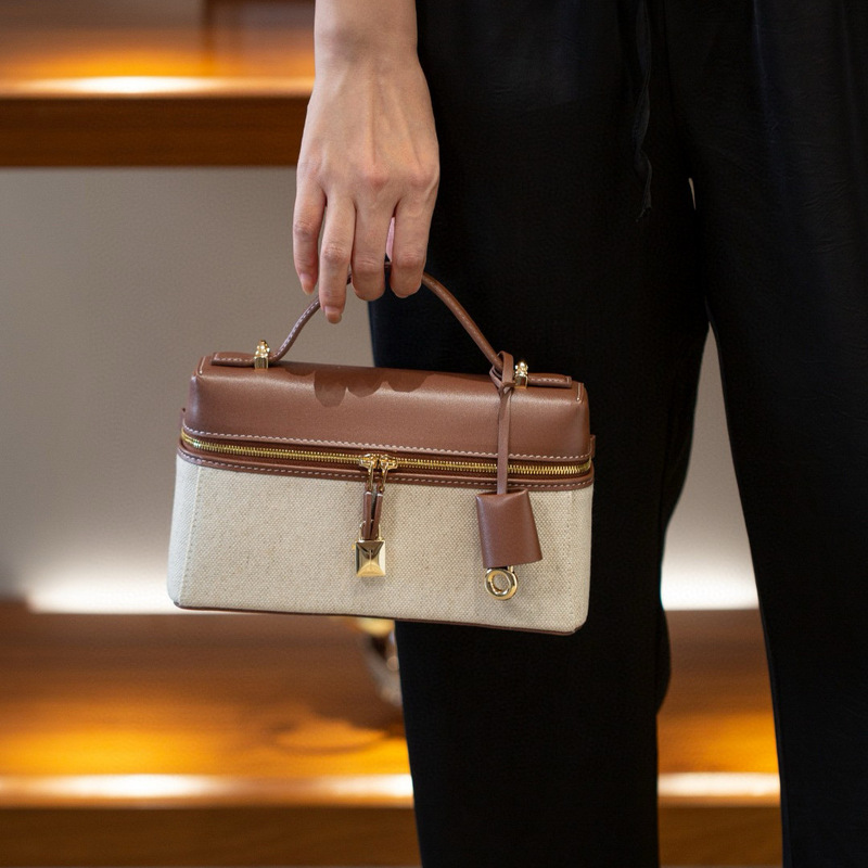 Lp23 Lunch Box Bag High-End Genuine Leather Bag Box Bag New Retro Cowhide Shoulder Crossbody Bag Handbag for Women