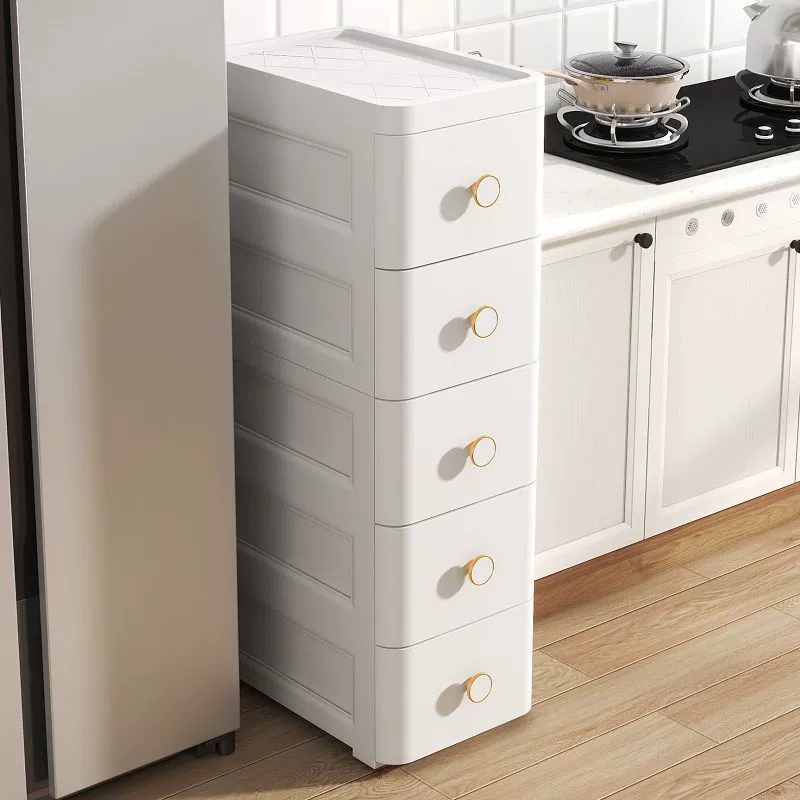 Утолщенный шкаф для хранения с выдвижными ящиками Бытовая кухня Ванная комната Шкаф для хранения Гостиная Многослойный шкаф для хранения с зазором