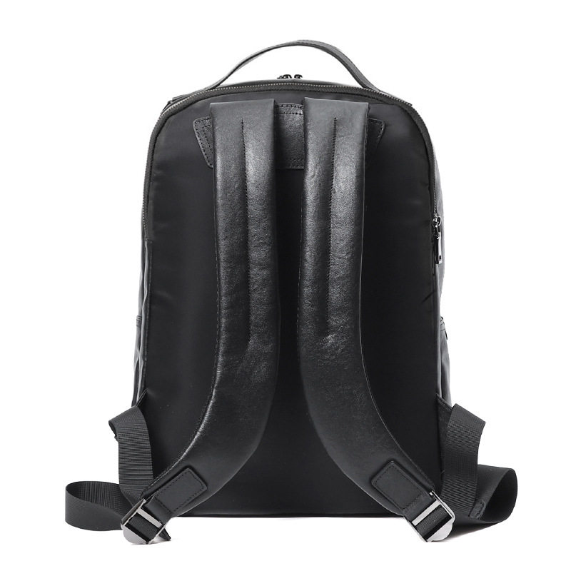 Ba lô da bò lớp đầu nam 15.6 inch công sở, ba lô laptop du lịch 32×12×42 cm — Màu đen
