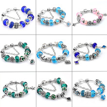 欧美饰品DIY多色琉璃水晶串珠手链猫头鹰大孔珠桃心皇冠情侣手链