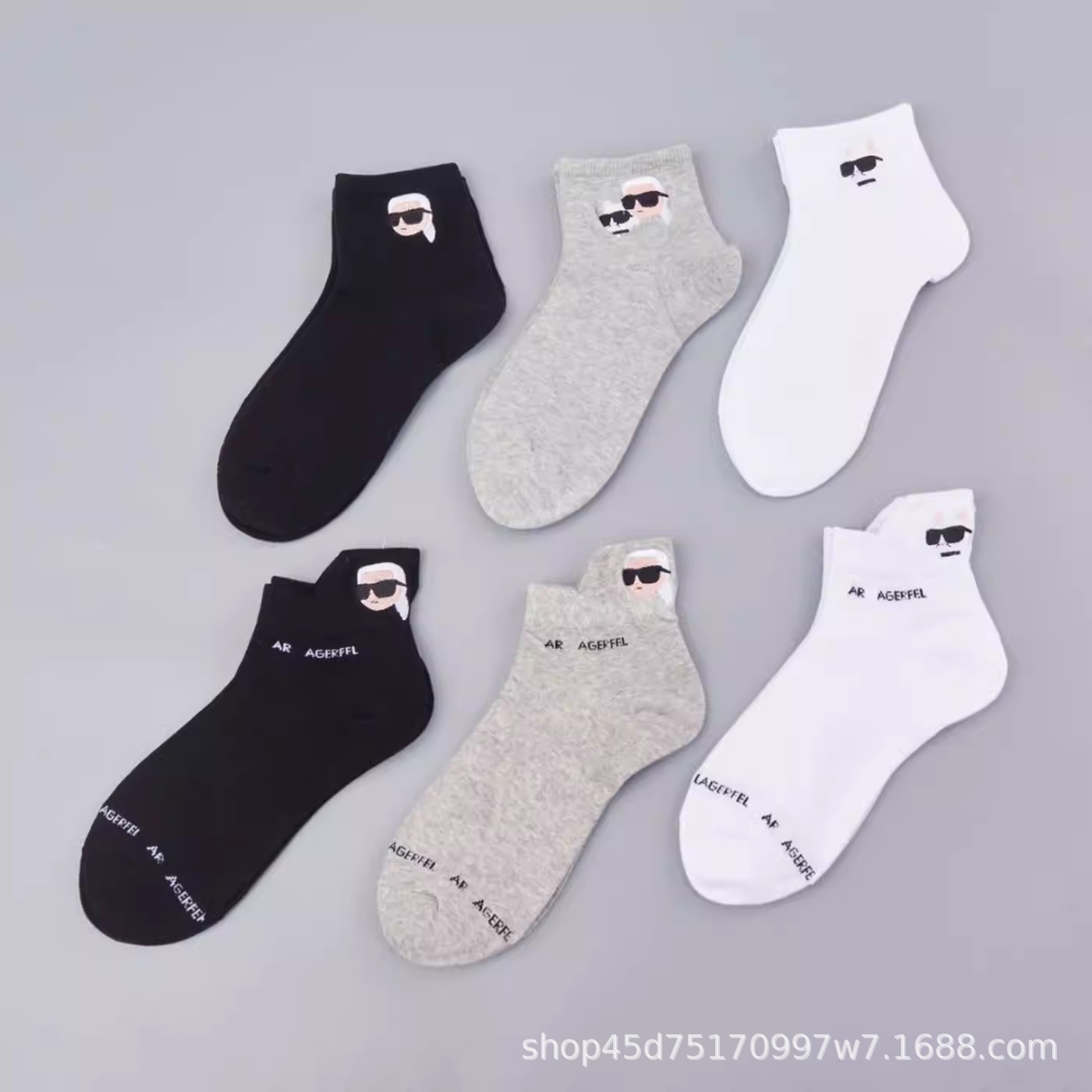 American Brand K-Er's Selection of Unisex Embroidered Letter Socks, Solid Color Ankle Socks, Low-Cut Socks, New Style
