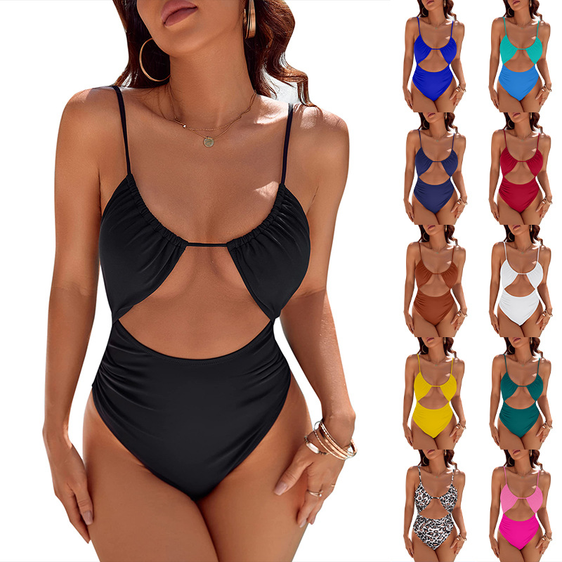 2025 European and American Women's New Amazon European and American Cute Women's one-piece Swimsuit Sexy Belly Swimsuit for Women bi
