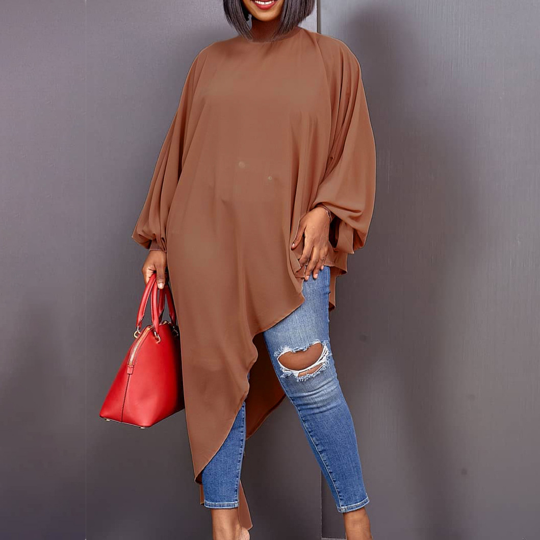 178g Weight Maxi Long Dress Dress Length Type Long Sleeve Sleeve Length Irregular Skirt Dresses Type Regular Sleeve Sleeve Type Wholesale Women'S Fashion Solid Color Street Turtleneck Long Sleeve Irregular Skirt