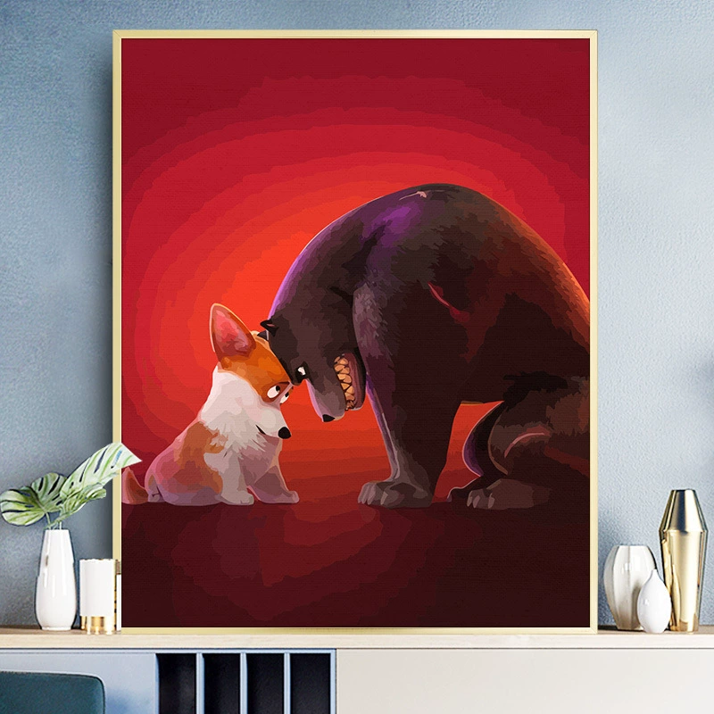 Цифровая картина маслом ручной росписью заполнение цвета, Queen's Corgi Anime мультфильм детское декоративное масло