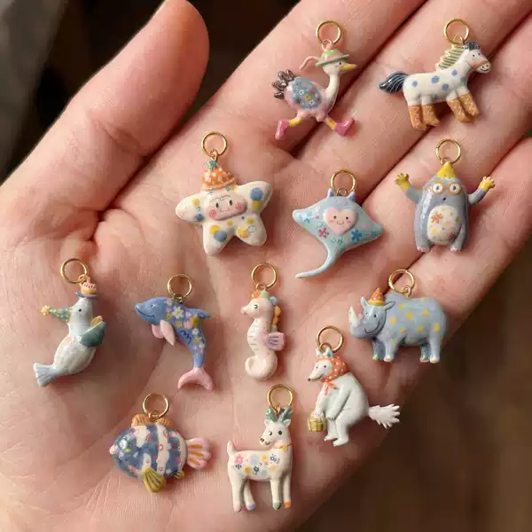 Jiaoxiang European and American Cross-Border New Animal Series Stainless Steel Oil-Drip Printed Pendant DIY Accessories Wholesale