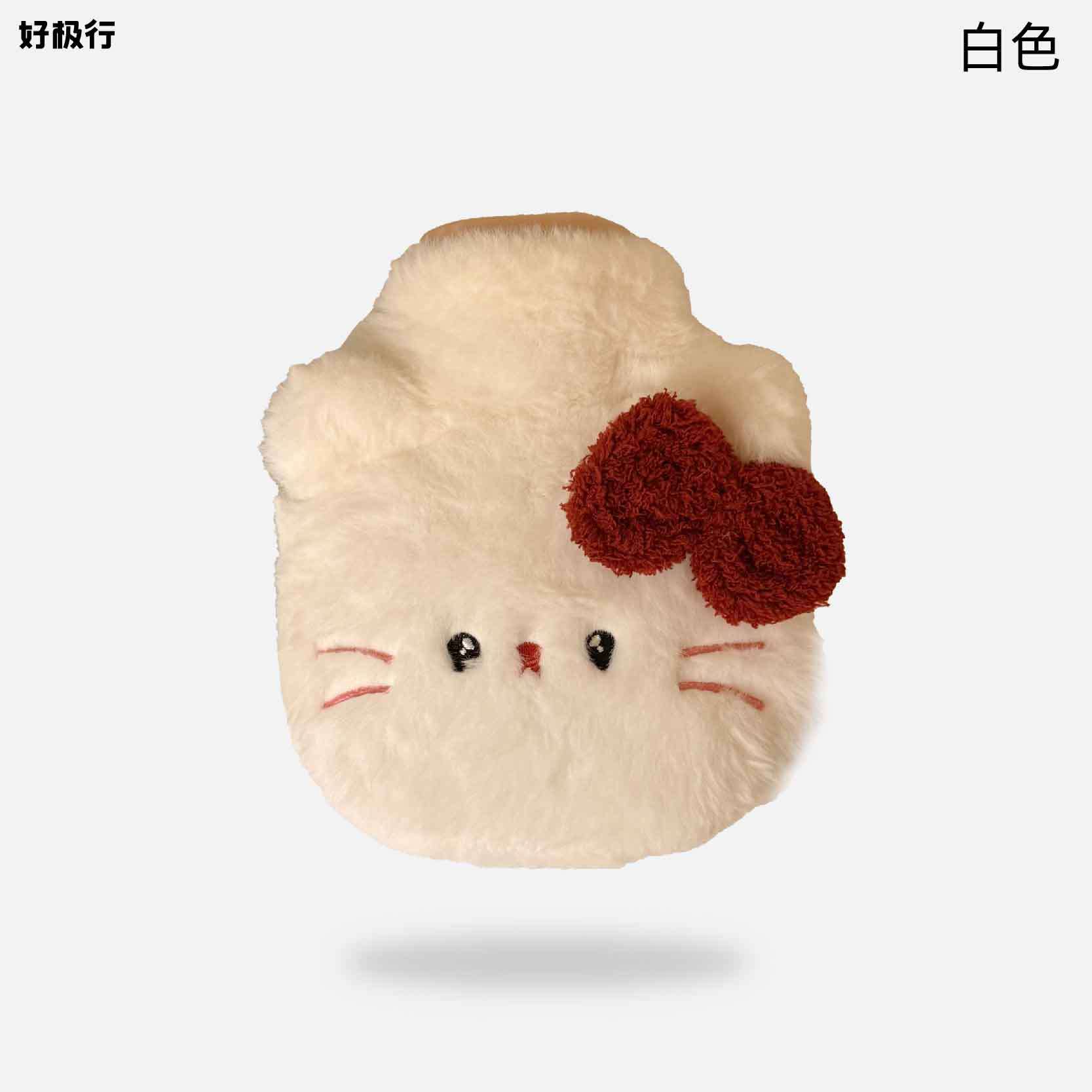 리본 고양이 털커버 보온 물주머니 500ml 손발 배 온수 찜질팩