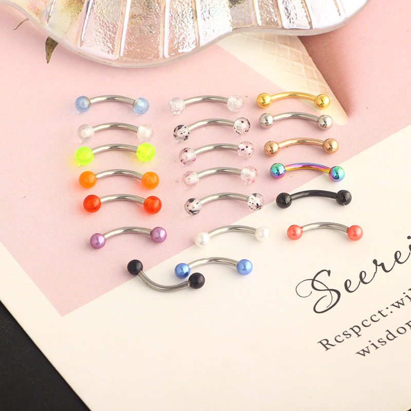 16G Stainless Steel Micro-Inlaid Zircon Eyebrow Ring Screw Ball Fashion Earrings Set of 10 detail image 11