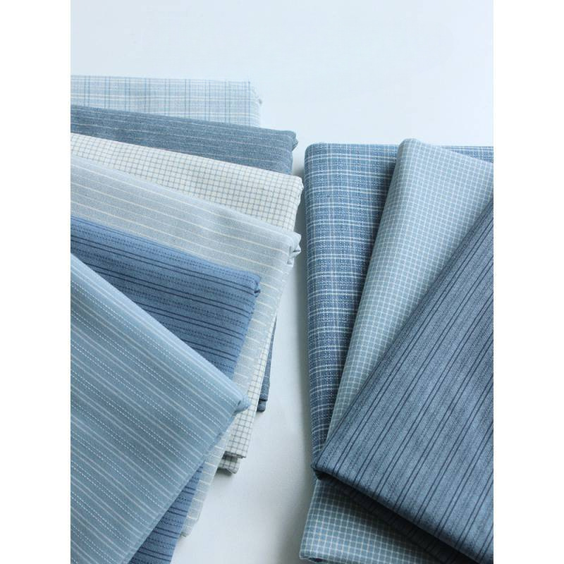 新款若山风拼布块先染水洗棉布料bjd娃衣色织DIY服装衬衣面料