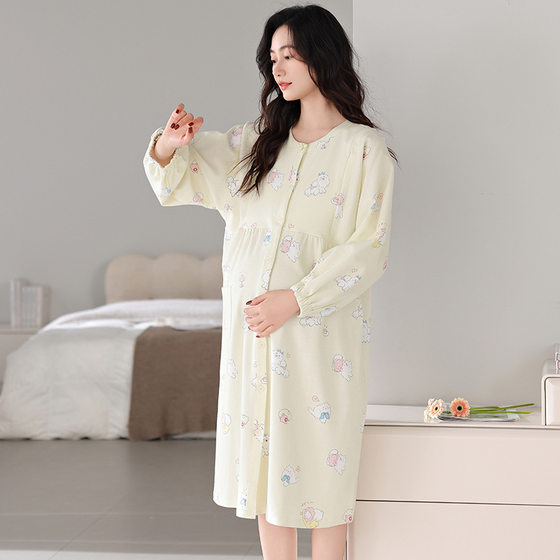 Yuezi Skirt Pregnant Women's Expected Skirt Spring and Summer New Pure Cotton Nightdress Female Pregnant Women's Prenatal and Postpartum Breastfeeding Skirt