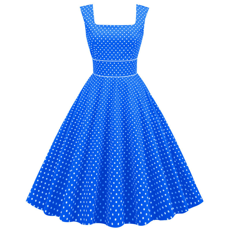 Vintage Polka Dot Square Neck Slim Fit Elegant Slimming High Waist Mid-Length Flared Dress with Sleeves Bridesmaid Dress Special Clearance Price Vintage Polka Dot Square Neck Slim Fit Elegant Slimming High Waist Mid-Length Flared Dress with Sleeves Bridesmaid Dress Special Clearance Price