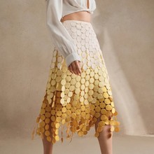 2025夏季亚马逊欧克跨境外贸女装新款圆点镂空流苏显瘦A字半身裙