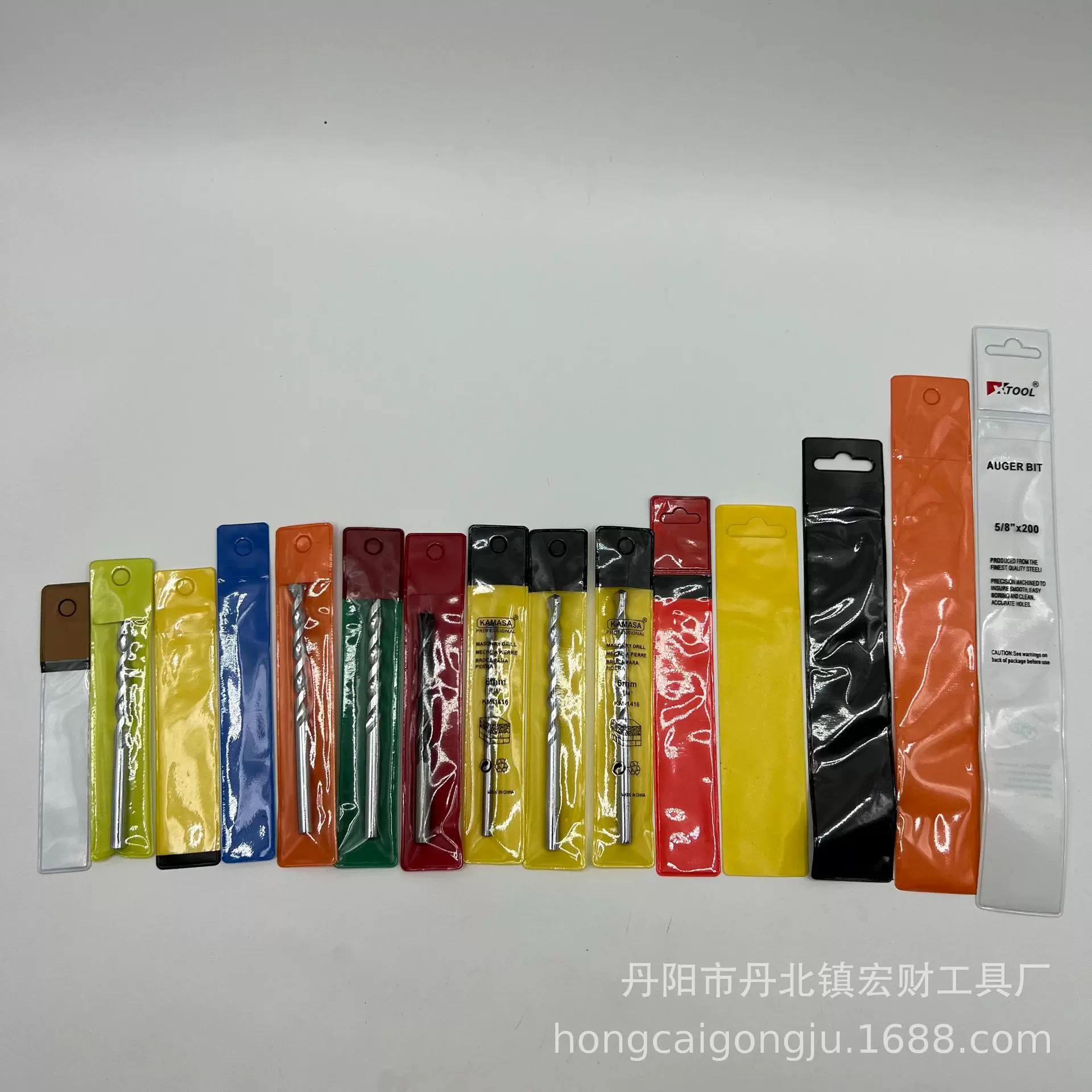 批发灰蓝色工具钻头包装袋电锤钻头PVC挂袋多规格五金包装袋