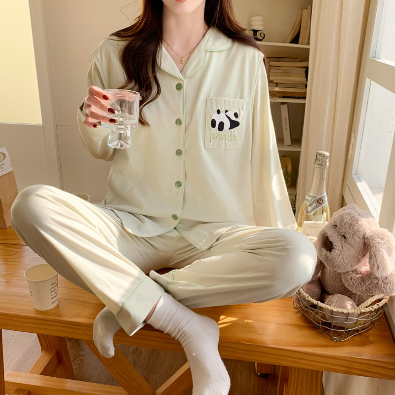 Fabricantes de ropa de algodón de punto de primavera y otoño después del parto pijama de embarazo de verano delgado set de lactancia materna con cojín de pecho