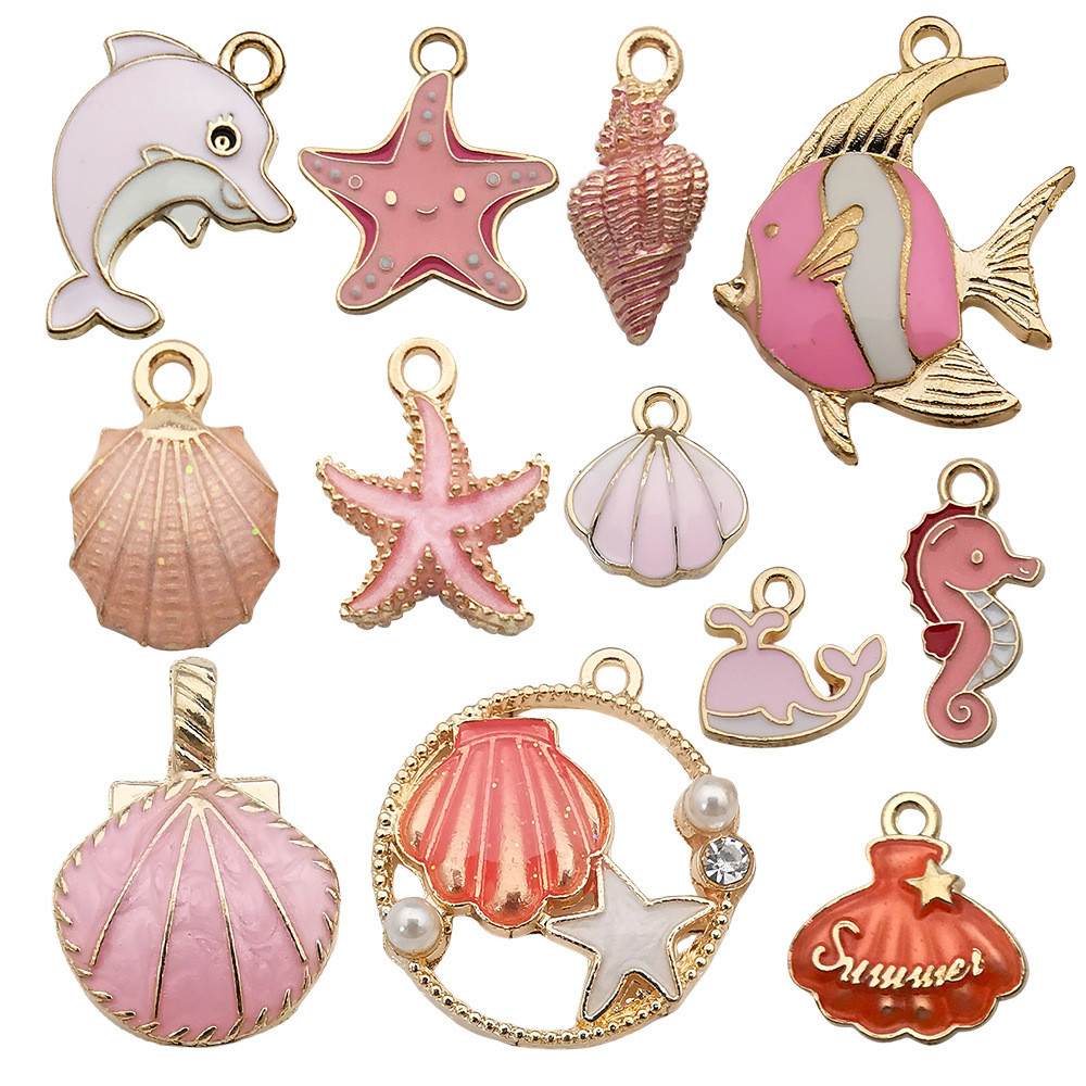 4g Weight Pendant Jewelry Making Type Shell Inlay Material DIY Jewelry Accessories, Keychain Classification 1 Piece Quantity Alloy Material Starfish, Ocean, Hippocampus, Shell, Horse Pattern Marine Style, Simple Style Style Enamel, Enamel Craft Pink Color 1 Piece Alloy Shell Starfish Ocean Hippocampus Pendant DIY Jewelry Accessories Keychain 无
