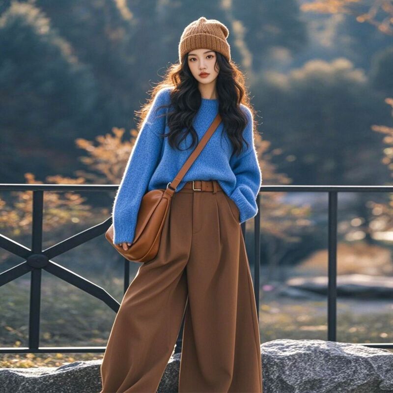Klein Blue Loose Thick Sweater Base Knit Top for Women 2025 Autumn and Winter Dopamine Outfit Top Klein Blue Loose Thick Sweater Base Knit Top for Women 2025 Autumn and Winter Dopamine Outfit Top