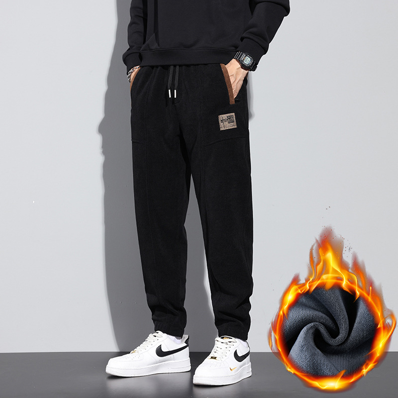 卫裤男秋季宽松美式束脚运动裤秋冬潮牌休闲重磅加绒裤子男款冬季