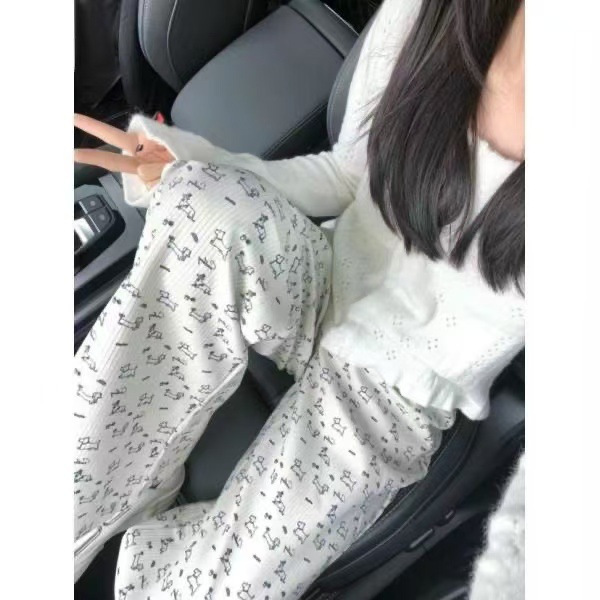 (2개) 미국 스타일 높은 허리 넓은 다리 캐주얼 바지 여성 유행 브랜드 디자인 봄과 여름 얇은 느슨한 스트레이트 바지