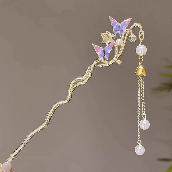 12# light pink butterfly hairpin