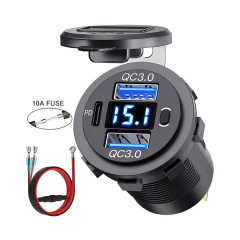 新製品車載携帯電話充電器pd + qc3.0改造車充電電圧表示スイッチ付き車充電