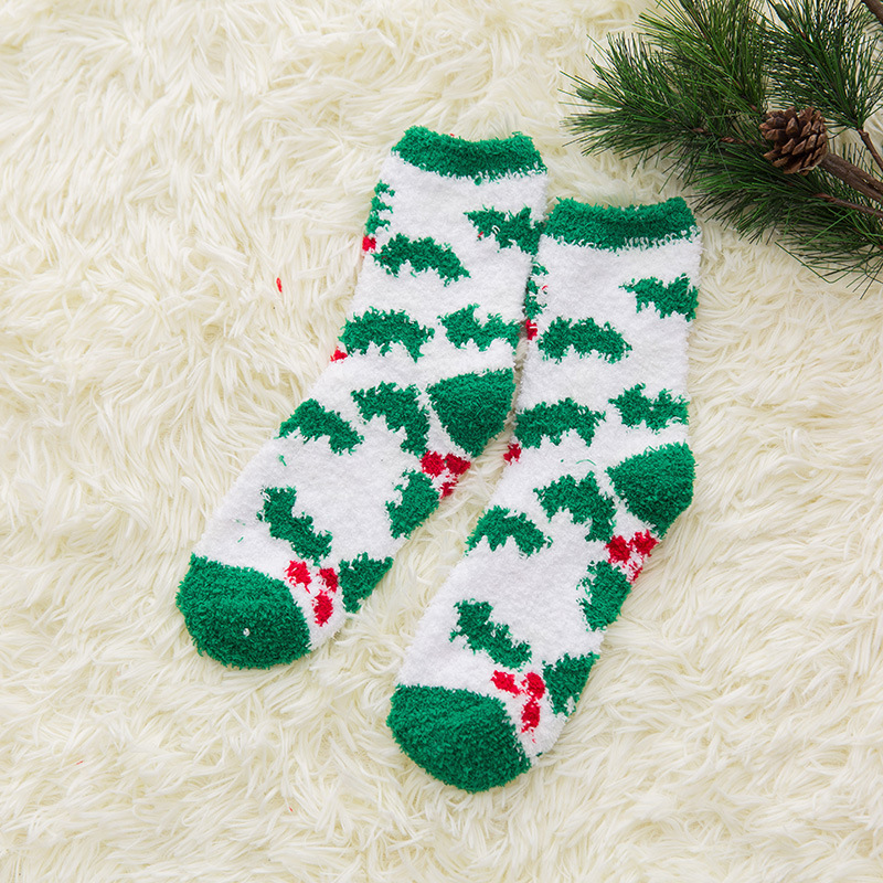 冬の靴下サンゴのベルベットのクリスマスの靴下の子供のサンタクロースの家の保温の床の靴下のヘラジカの漫画の睡眠の靴下|undefined