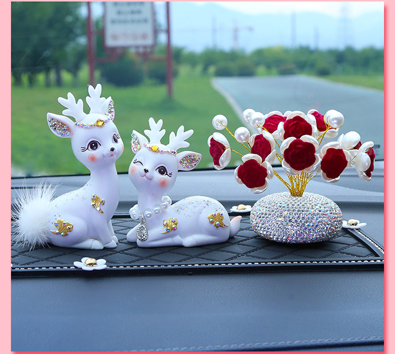 New Car Interior Decoration Ornament: "Safe Journey" Deer, High-End Goddess Dashboard Cloud Deer for Vehicles