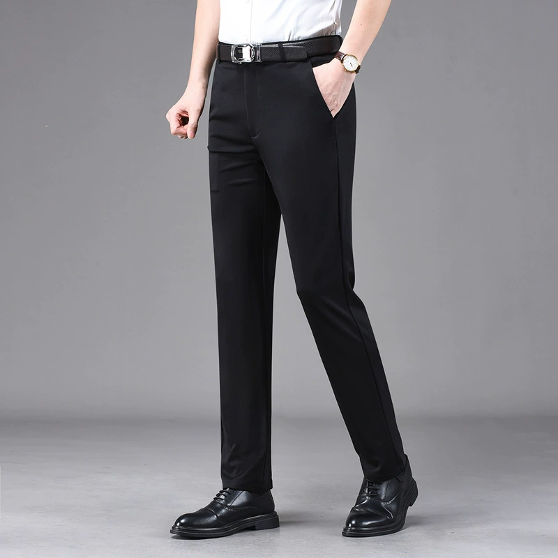 Мужские брюки в стиле вестерн, летние повседневные Прямые облегающие платья, мужские свободные Профессиональные длинные брюки, не утягивающие глажку, эластичные брюки