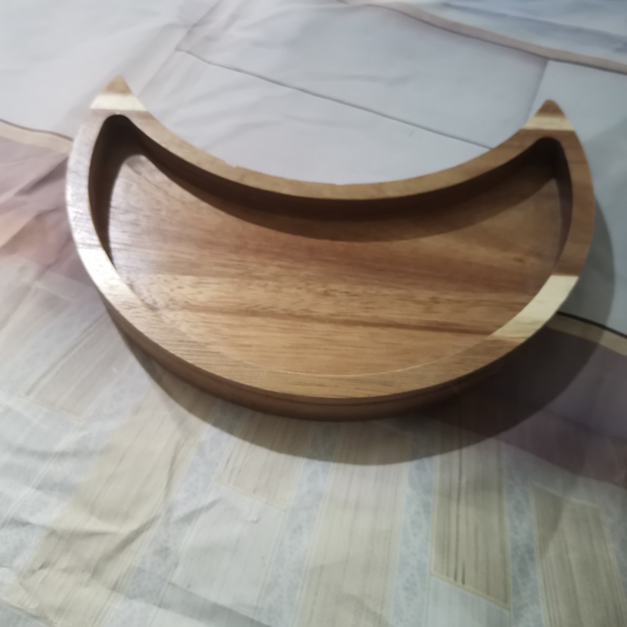 Luz de moda de lujo lovesickness bandeja de madera Acacia madera cristal Luna bandeja de madera joya aceite esencial Pantalla bandeja de madera