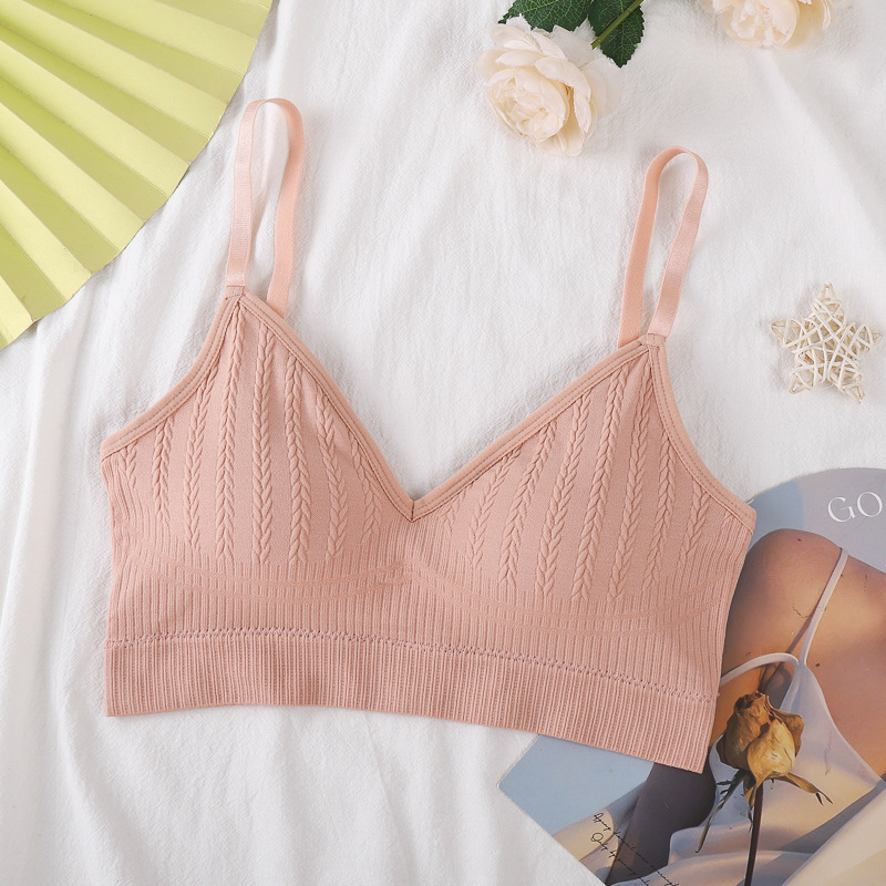 Nuevo estilo transfronterizo, pecho envuelto, hermosa ropa interior de espalda para mujer, sin anillo de acero, copa fija de alta elasticidad, chaleco deportivo, cómodo sujetador de tirantes