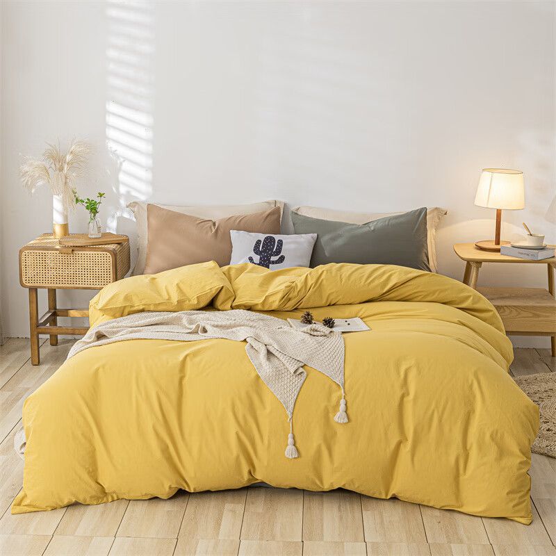 Cama de algodón lavado de algodón de clase A juego de cuatro piezas sábanas de edredón de algodón individual