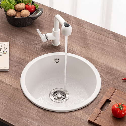 Quartz stone sink round small single sink above kitchen sink granite sink under counter basin