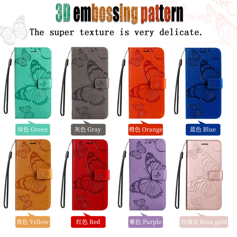 3D butterfly embossed leather case for Nokia G21/G11 card flip wallet G50 mobile phone protective case