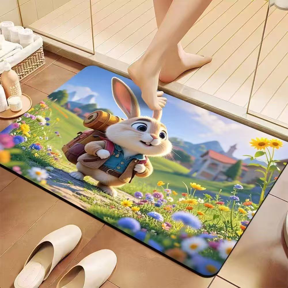 3D estereoscópico alfombra de suelo de baño inodoro puerta de absorción de agua alga de barro esterilla antideslizante inodoro doméstico puerta de entrada esterilla